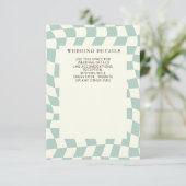 Retro Groovy Green Checkerboard Hochzeit Begleitkarte (Stehend Vorderseite)