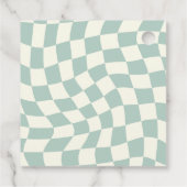 Retro Groovy Green Checkerboard Hochzeit Geschenkanhänger (Rückseite)