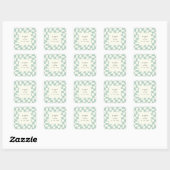 Retro Groovy Green Checkerboard Hochzeit Quadratischer Aufkleber (Blatt)