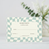 Retro Groovy Green Checkerboard Hochzeit RSVP Karte (Stehend Vorderseite)