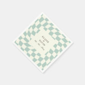 Retro Groovy Green Checkerboard Hochzeit Serviette (Ecke)