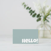 Retro Groovy Green QR Code Hallo Modern Boho Visitenkarte (Stehend Vorderseite)