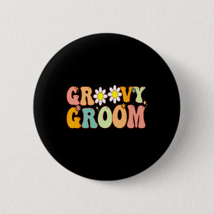 Retro Groovy Groom Dusche Party Brautmädchen Hochz Button