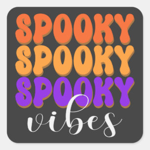 Retro Groovy Gruselige Stimmung Halloween Quadratischer Aufkleber