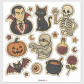 Retro groovy Halloween-Aufkleberbogen Aufkleber (Blatt)