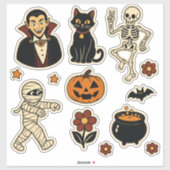 Retro groovy Halloween-Aufkleberbogen Aufkleber (Blatt)