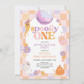 Retro Groovy Halloween Erster Geburtstag Einladung (Vorderseite)