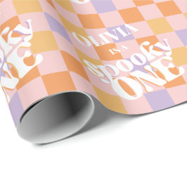 Retro Groovy Halloween erster Geburtstag Geschenkpapier