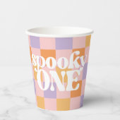 Retro Groovy Halloween erster Geburtstag Pappbecher (Vorderseite)