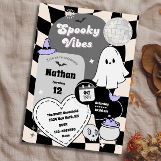 Retro Groovy Halloween Geburtstag Spooky Ghost Einladung