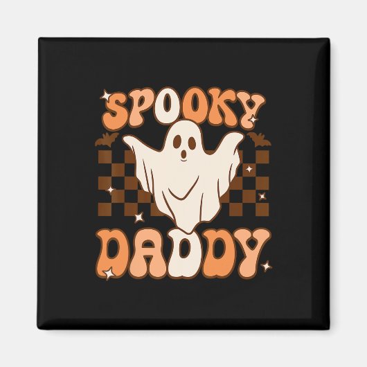 Retro Groovy Halloween Ghost Spooky Daddy Costume Magnet (Vorne)