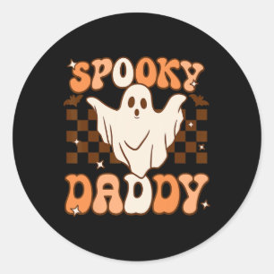 Retro Groovy Halloween Ghost Spooky Daddy Costume Runder Aufkleber