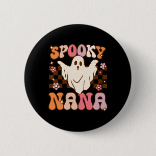 Retro Groovy Halloween Ghost Spooky Nana Kostüm Button