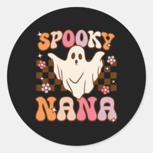 Retro Groovy Halloween Ghost Spooky Nana Kostüm Runder Aufkleber