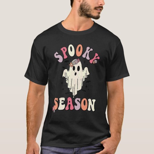 Retro Groovy Halloween Ghost Spooky Season Lehrer T-Shirt (Vorderseite)