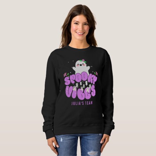 Retro Groovy Halloween Ghosts Spooky Vibes Sweatshirt (Vorne ganz)
