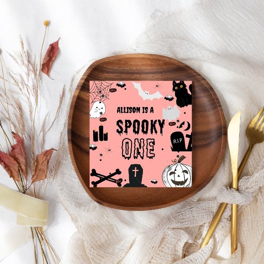 Retro Groovy Halloween leckte einen ersten Geburts Serviette