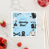 Retro Groovy Halloween leckte einen ersten Geburts Serviette (Beispiel)