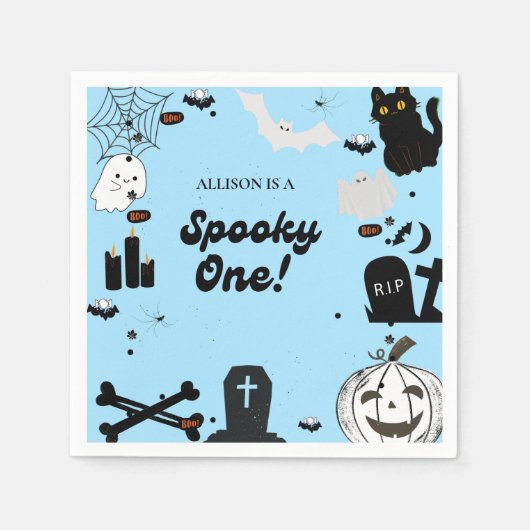 Retro Groovy Halloween leckte einen ersten Geburts Serviette (Vorderseite)