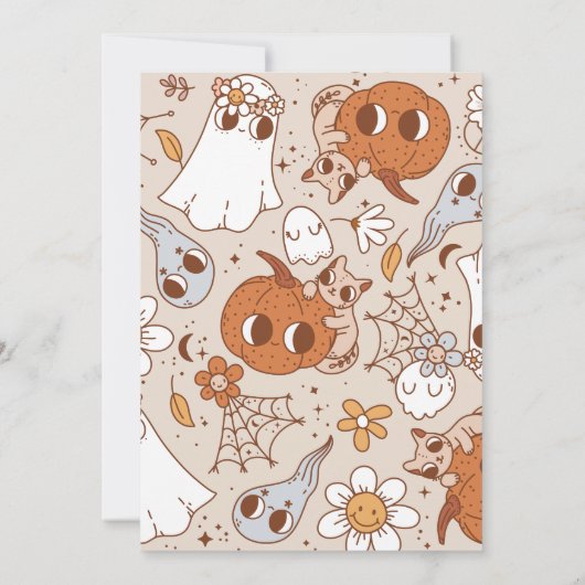 Retro Groovy Halloween Little Boo Baby Dusche Einladung (Rückseite)