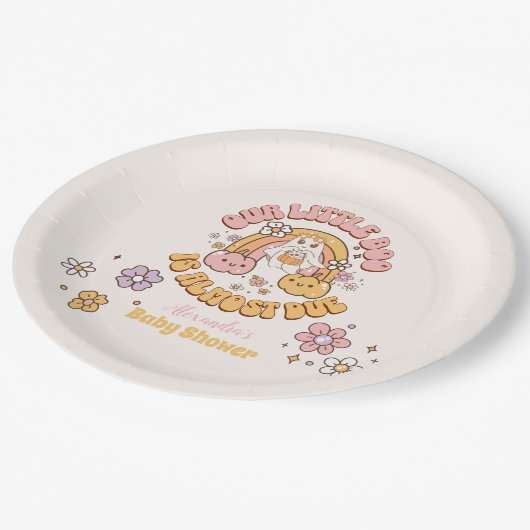 Retro Groovy Halloween Little Boo Baby Dusche Pappteller (Schrägansicht)