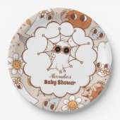 Retro Groovy Halloween Little Boo Baby Dusche Pappteller (Vorderseite)