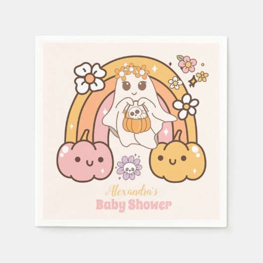 Retro Groovy Halloween Little Boo Baby Dusche Serviette (Vorderseite)