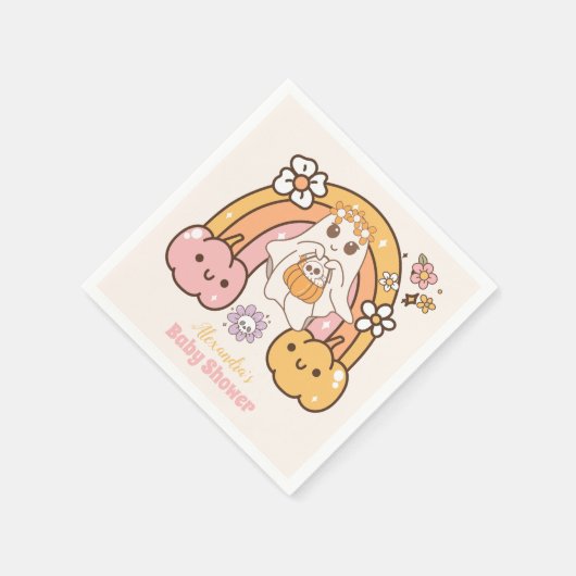 Retro Groovy Halloween Little Boo Baby Dusche Serviette (Ecke)