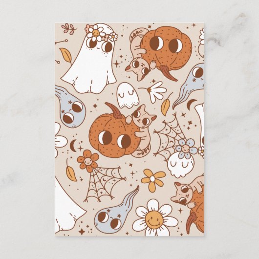 Retro Groovy Halloween Little Boo Raffle Diapper Begleitkarte (Rückseite)