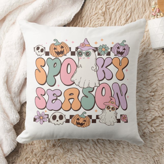Retro Groovy Halloween Spooky Season Kissen (Decke)