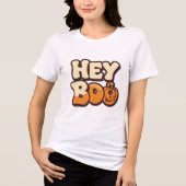 Retro Groovy Halloween Women’s T-Shirt | “Hey Boo” Tri-Blend Shirt (Vorderseite)