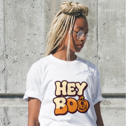 Retro Groovy Halloween Women’s T-Shirt | “Hey Boo” Tri-Blend Shirt