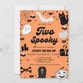 Retro Groovy Halloween Zwei Spooky 2. Geburtstag Einladung (Vorderseite)