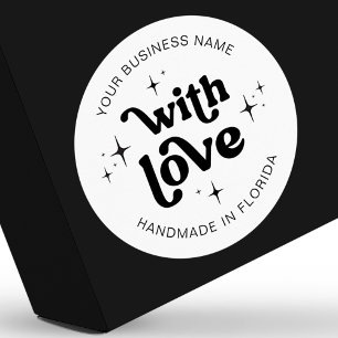 Retro Groovy Handmade mit Liebe Business Label Runder Aufkleber