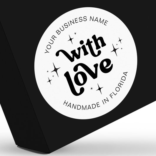 Retro Groovy Handmade mit Liebe Business Label Runder Aufkleber