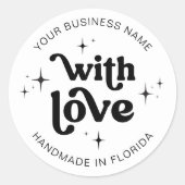 Retro Groovy Handmade mit Liebe Business Label Runder Aufkleber (Vorderseite)