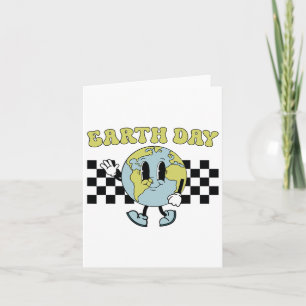Retro Groovy Happy Earth Day Niedlich Earth with E Karte
