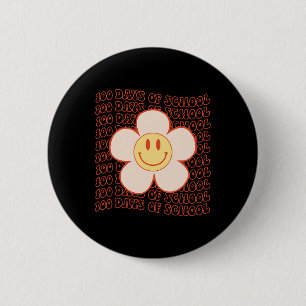 Retro Groovy Happy Gesicht 100 Tage der Schule Nie Button