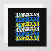 Retro Groovy Happy Hanukkah Chanukkah Jewish Holid Einladung (Vorne/Hinten)