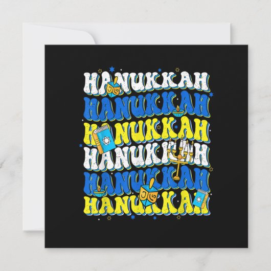 Retro Groovy Happy Hanukkah Chanukkah Jewish Holid Einladung (Vorderseite)