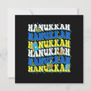 Retro Groovy Happy Hanukkah Chanukkah Jewish Holid Einladung