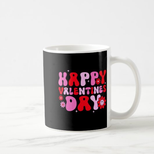 Retro Groovy Happy Valentines Day Hearts Love Wome Kaffeetasse (Rechts)