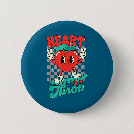 Retro Groovy Heart Throb Valentines Day Toddlers B Button (Vorderseite)