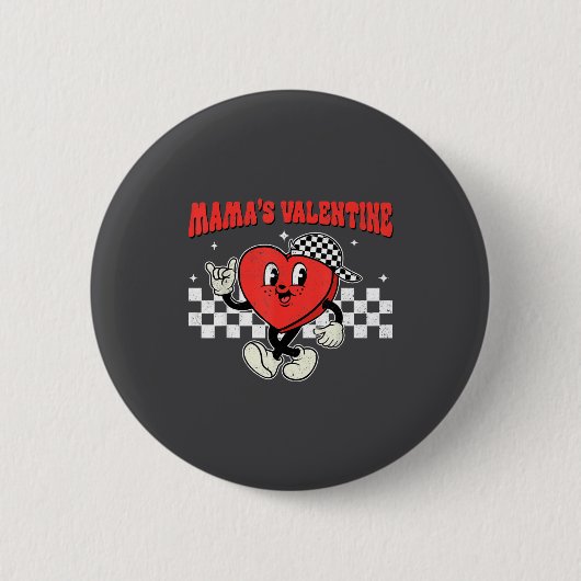 Retro Groovy Heart Throb Valentines Day Toddlers B Button (Vorderseite)