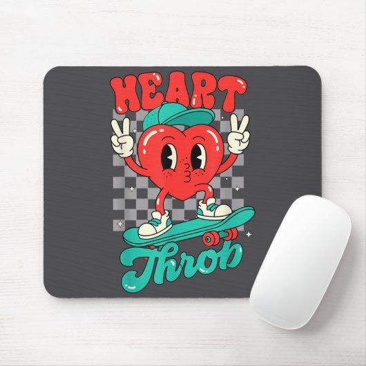 Retro Groovy Heart Throb Valentines Day Toddlers B Mousepad (Mit Mouse)