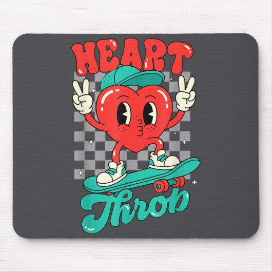 Retro Groovy Heart Throb Valentines Day Toddlers B Mousepad (Vorne)