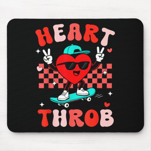 Retro Groovy Heart Throb Valentines Day Toddlers B Mousepad (Vorne)