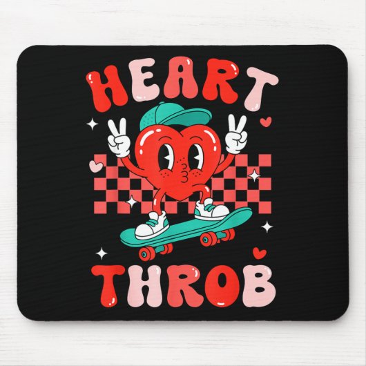 Retro Groovy Heart Throb Valentines Day Toddlers B Mousepad (Vorne)