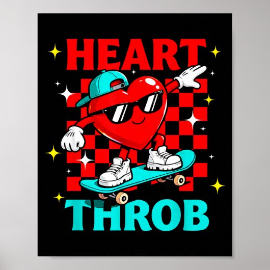 Retro Groovy Heart Throb Valentines Day Toddlers B Poster (Vorne)