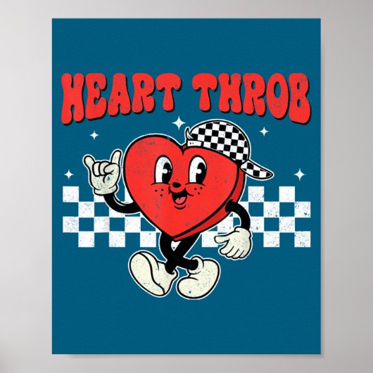 Retro Groovy Heart Throb Valentines Day Toddlers B Poster (Vorne)